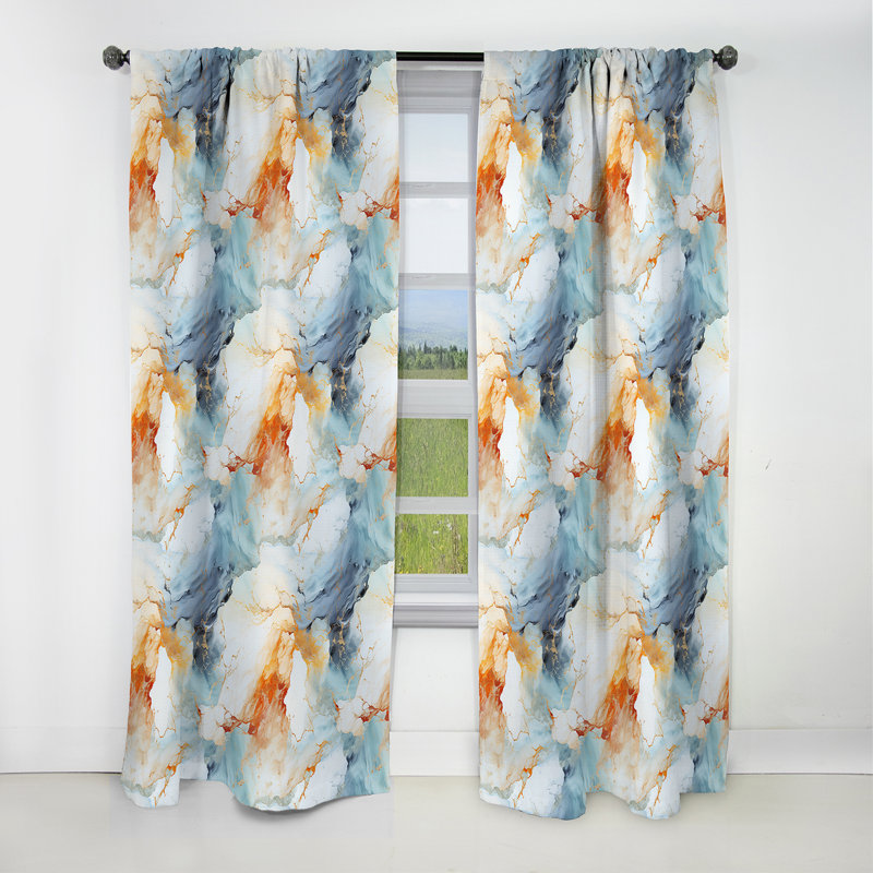 Vintage Reverie Marble Pattern II - Abstract Marble Marble Blackout Curtain - 1 Panels, 52" W x 108" L