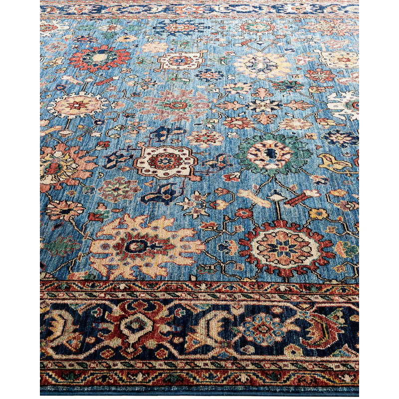 Tapis unique noué à la main Serapi - bleu clair, 8 pi 2 po x 9 pi 7 po Serapi