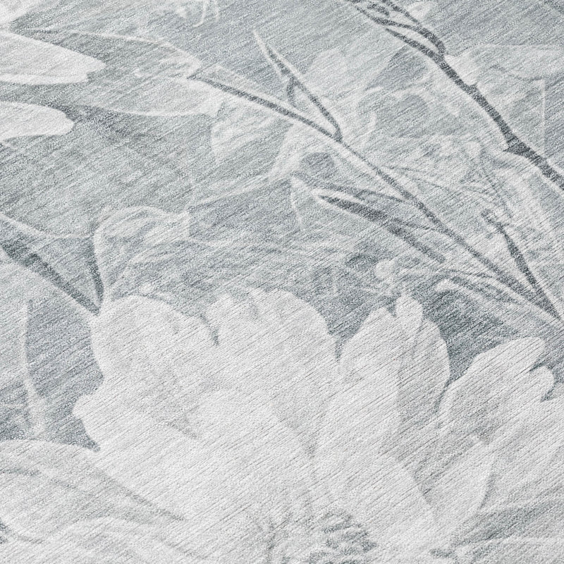 Machine Washable Indoor/Outdoor Chantille ACN2882 Floral Rug, Silver, 9' x 12'