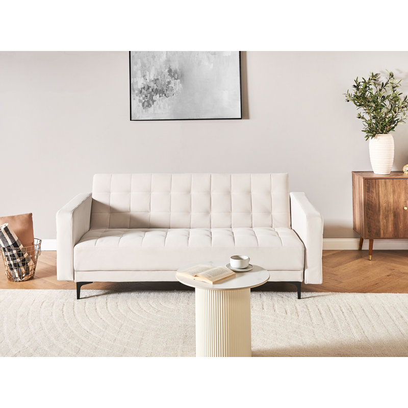 Chmura 3 Seater Velvet Sofa Bed, Beige