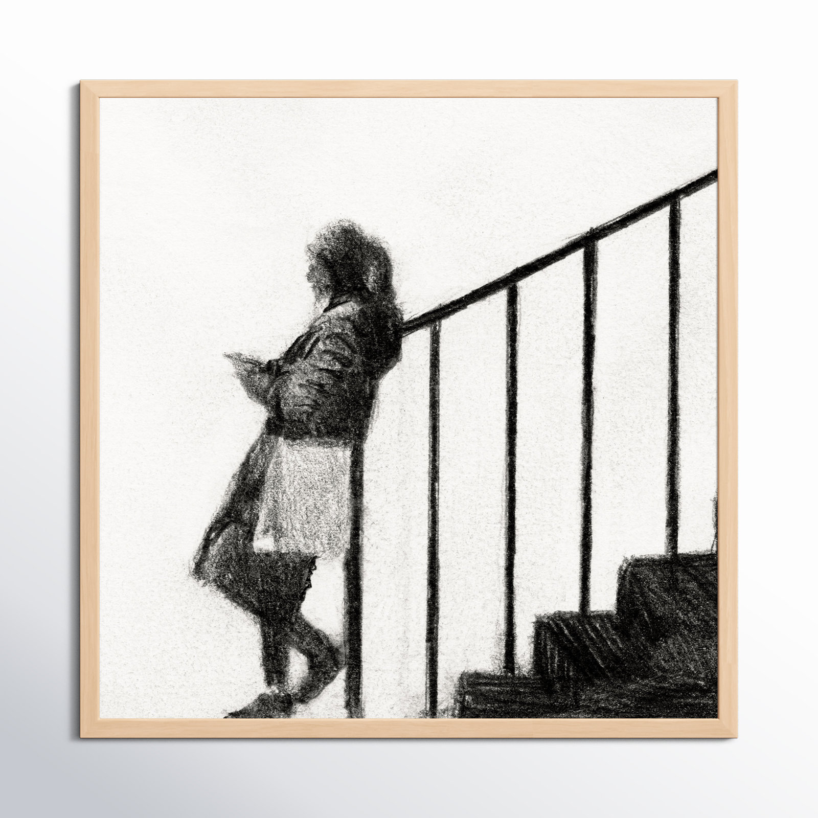Waiting by Simon Schneiderman, Maple Wood, 36" H x 36" W x 1.25" D