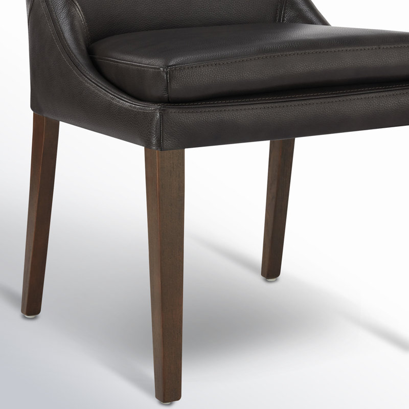 Chaise d'appoint en cuir Niara, Cuir véritable gris foncé Impression