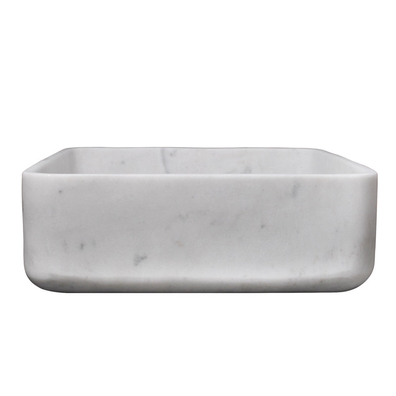 Barclay Maxton 15.75'' Stone Square Bathroom Sink, Honed Moon White Marble