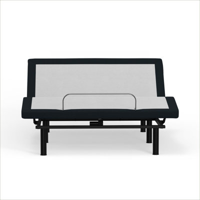 Adjustable Platform Bed Compact Zero Clearance Fits Queen Mattress Neutral Gray Solid Metal Construction