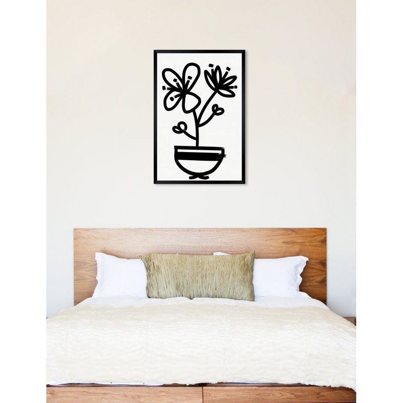 " Flowers In Bloom Floral And Botanical " Painting Print, Black Framed, 20" H x 30" W