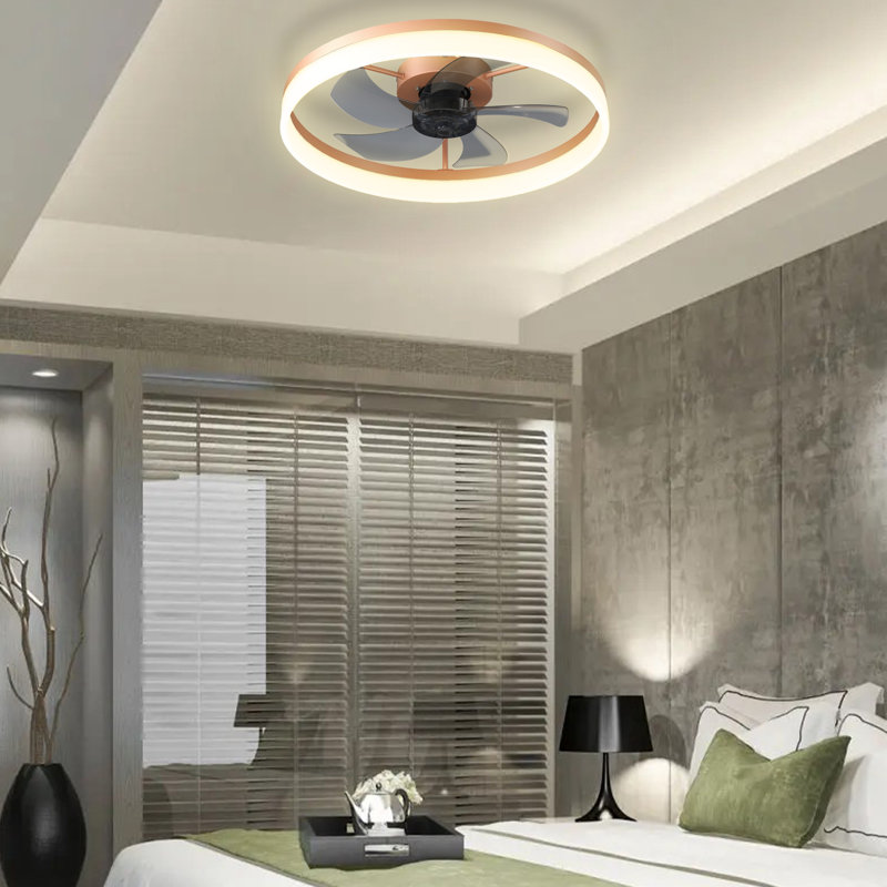 Dukens Ceiling Fan with LED Lights, Rose Gold