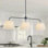 Luminaire suspendu cylindrique moderne en lin 3 lumières