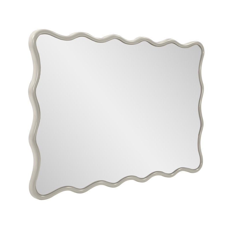 Nickel Scalloped Frame 36'' Rectangular Wall Mirror