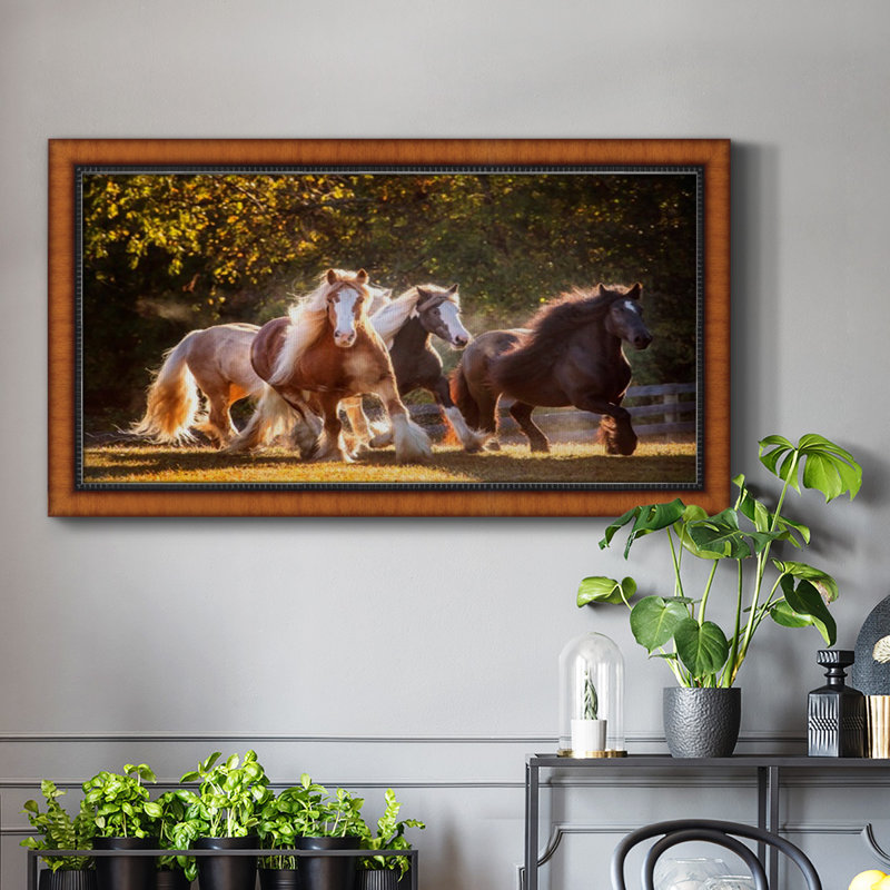 Sunlit Horses III - Reproduction de photo sur toile simple, H 25 po x l 45 po x P 2,5 po