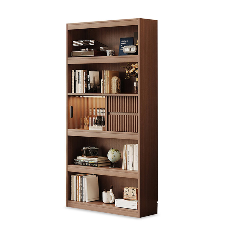 Brown Solid + Manufactured Wood+Glass Display Cases