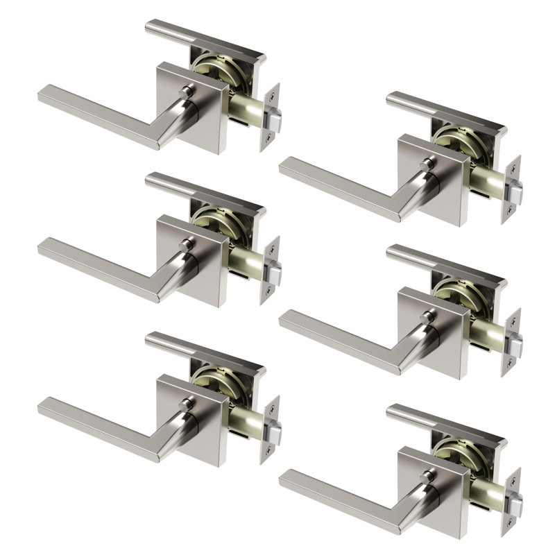 Poignée de porte d'intimité Quadra Design moderne dissimulé pour (lit et salle de bain) - Style minimaliste élégant en nickel brossé