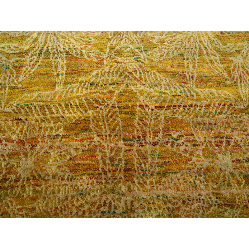 Tapis noué à la main 8 pi x 9 pi 3 po brun doré et vert Sari B9517F3E77C046569D1034297DCB9A3F