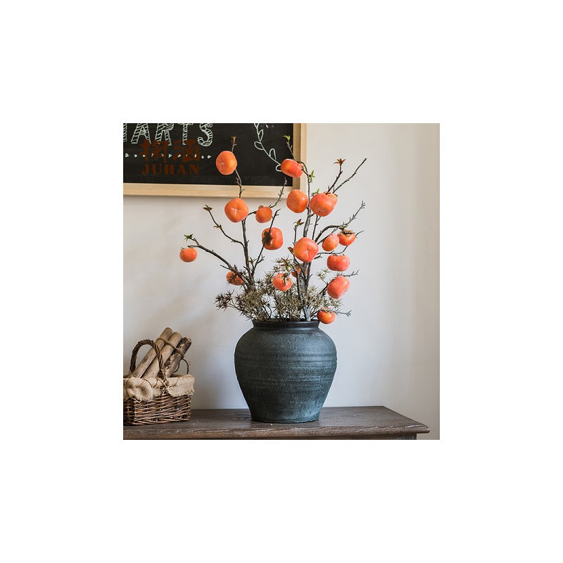 Tige en faux orange persimmon, 3 tiges