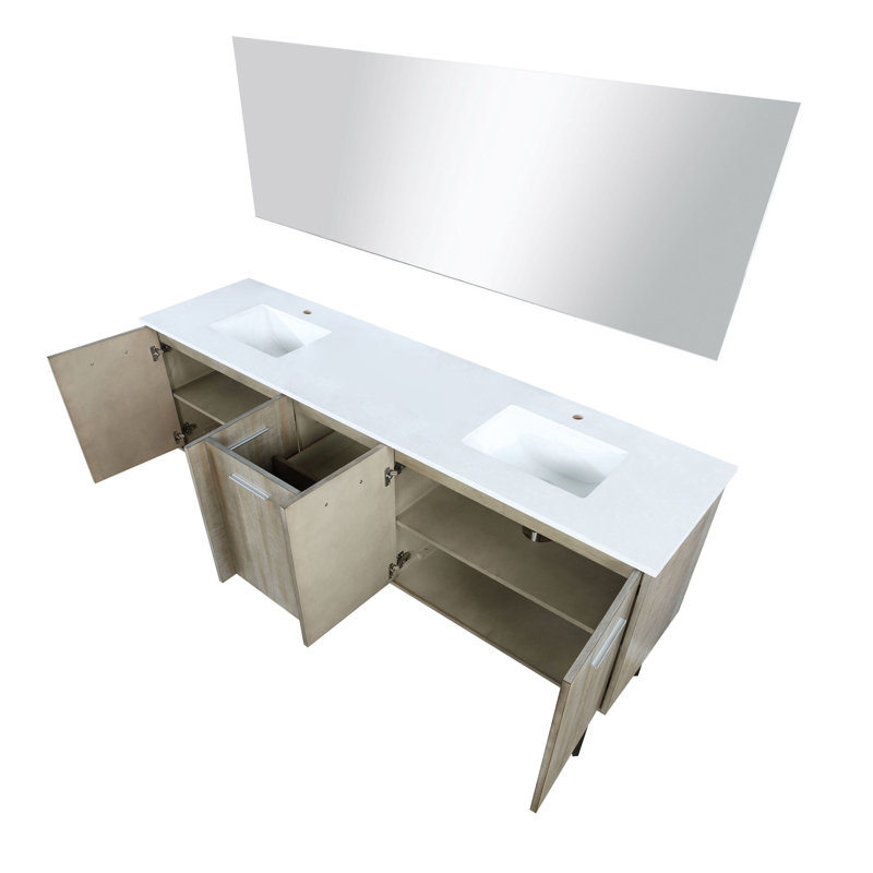 Lancy 80 in W x 20 in D Double Bath Vanity Top and Mirror, White Cultured Marble
