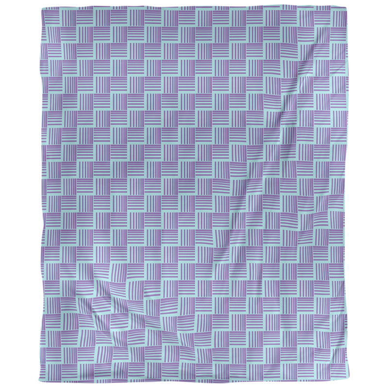 Housse de couette simple à rayures baskettressées, Housse de couette pour lit simple, Bleu sarcelle/mauve, Microfibre