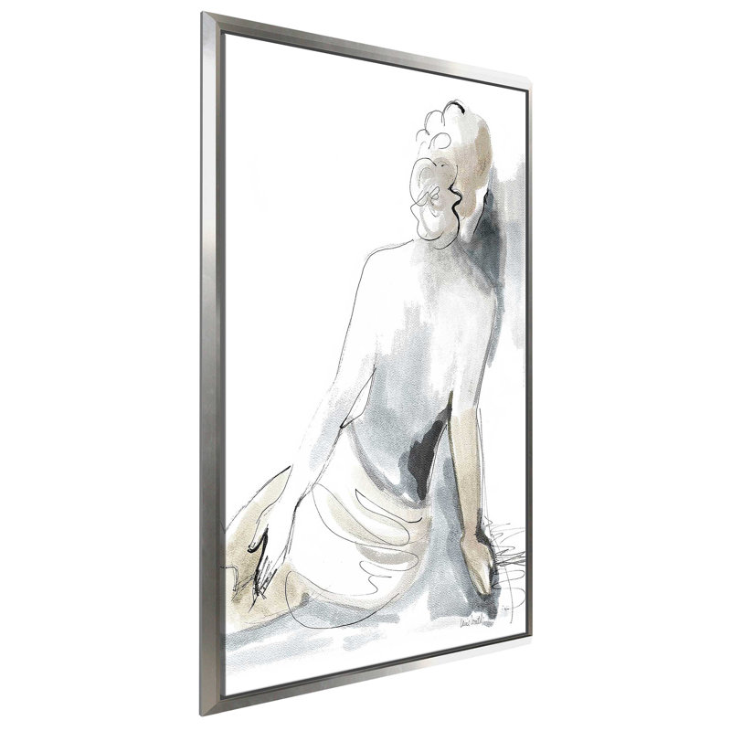 Neutre assis nu par Lanie Loreth - Peinture, H 43,5 po x l 27,5 po x P 2 po, Cadre flottant argent