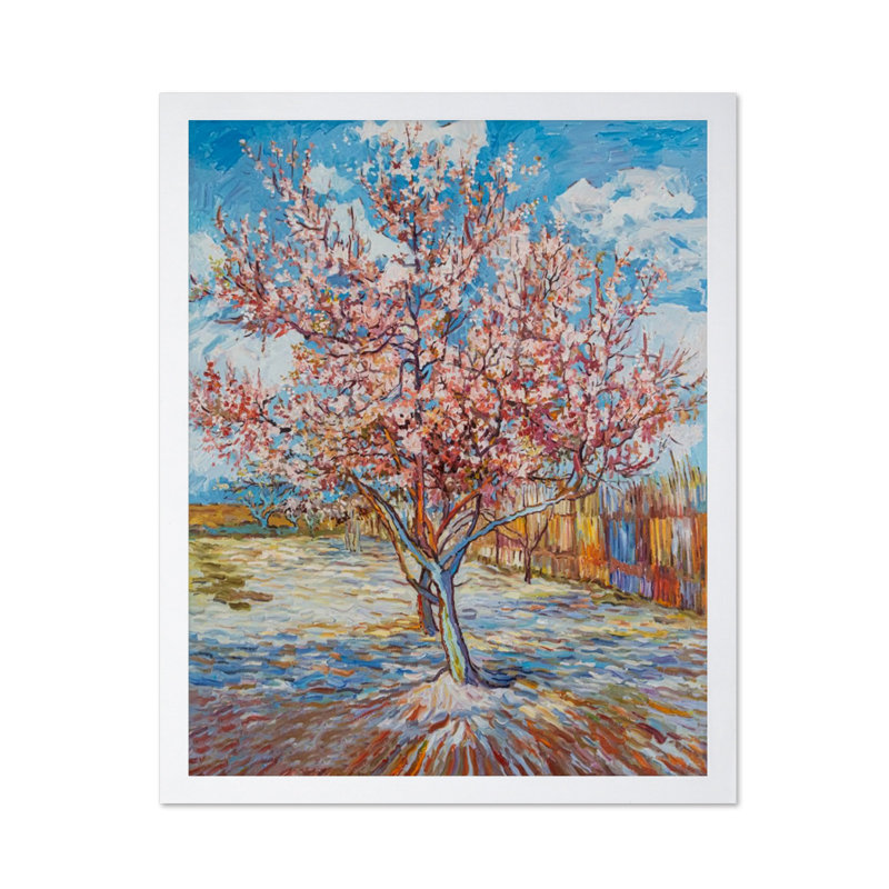 Van Gogh - Pêches en fleurs, Affiche, Encadrement blanc, H 16 po x l 20 po