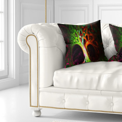 Arbre psychédélique vert magique - coussin imprimé abstrait