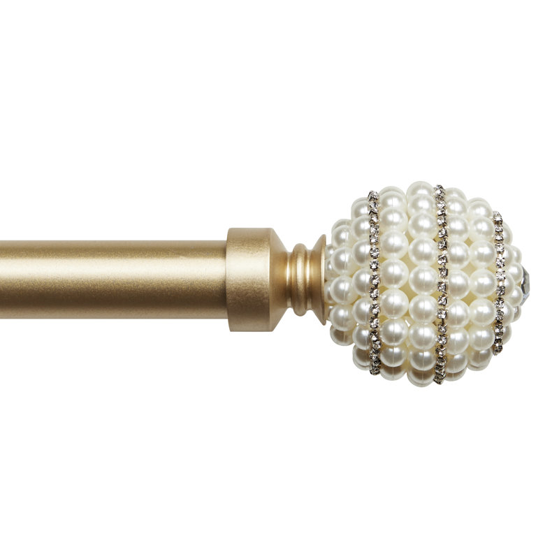 Metal Adjustable 1" Single Curtain Rod, 66" - 120", Gold