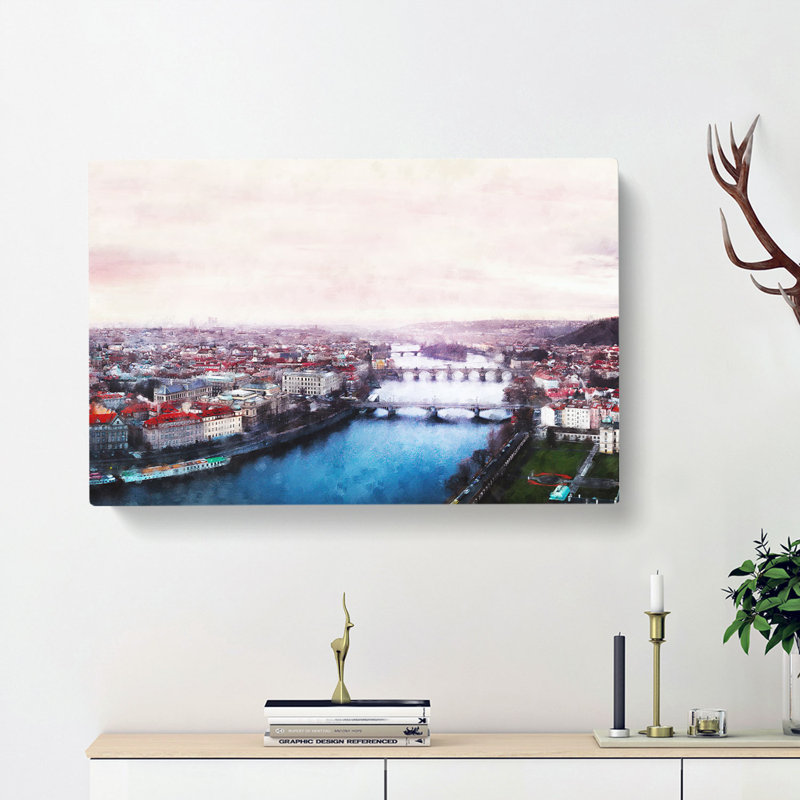 Prague Czech Republic Skyline - Wrapped Canvas, 60cm H x 91cm W x 4cm D