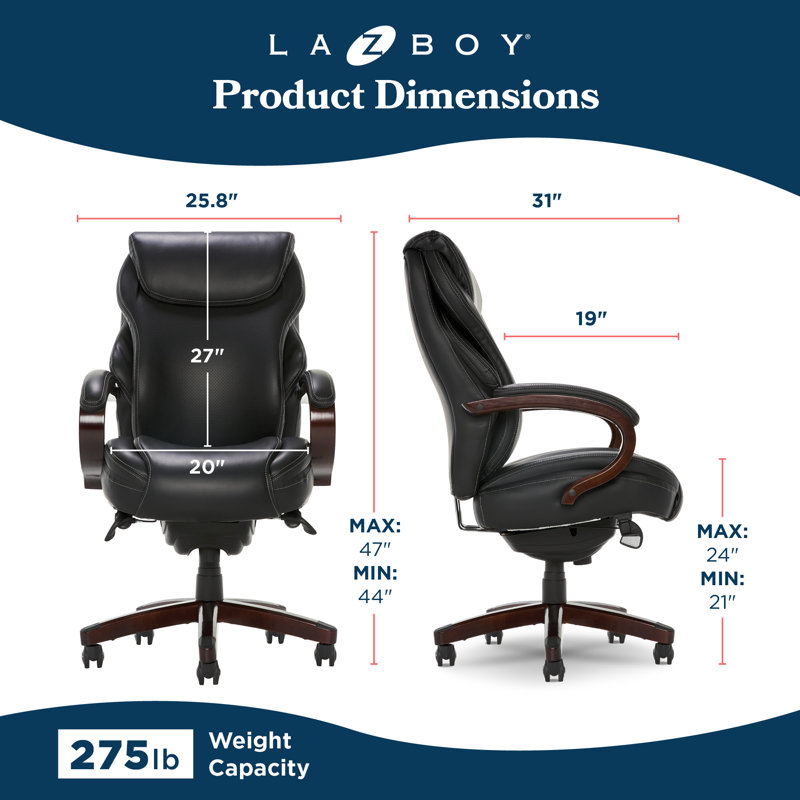 Ergonomic High-Back Black Leather Executive Swivel Chair with AIR Lumbar Support