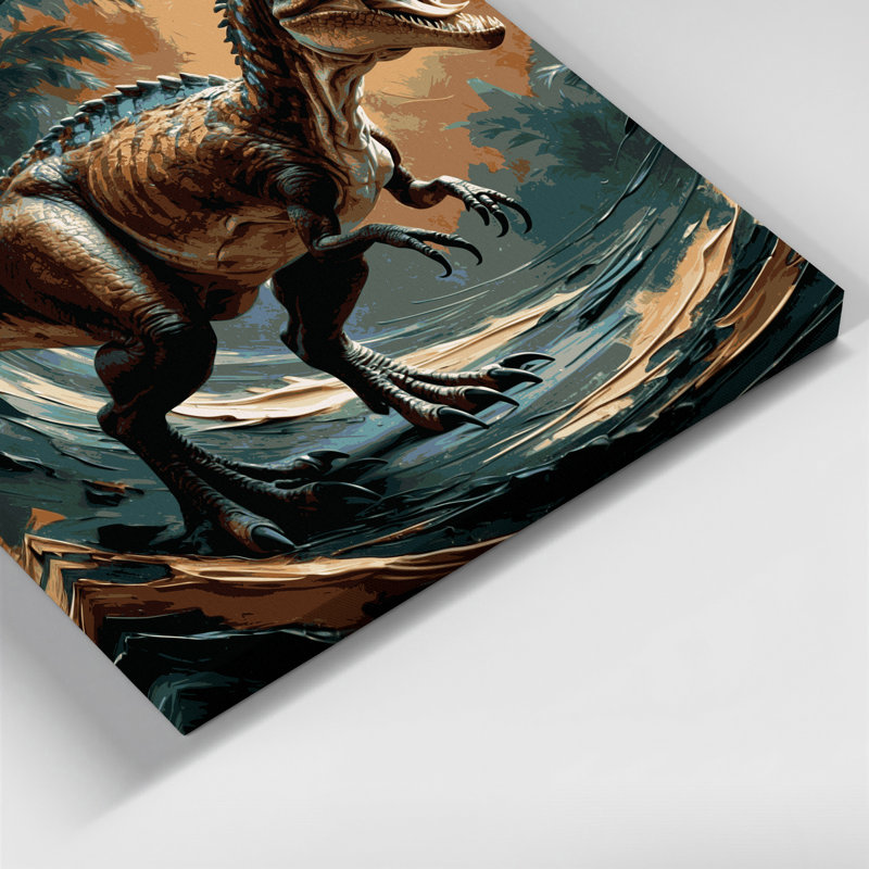 «Dinosaur Deinonychus», art mural sur toile noire, H 32 po x l 32 po