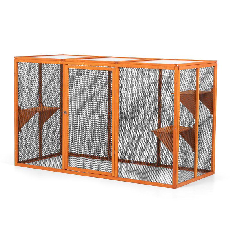 Enceinte amovible pour chat avec toit imperméable et 3 plateformes de saut