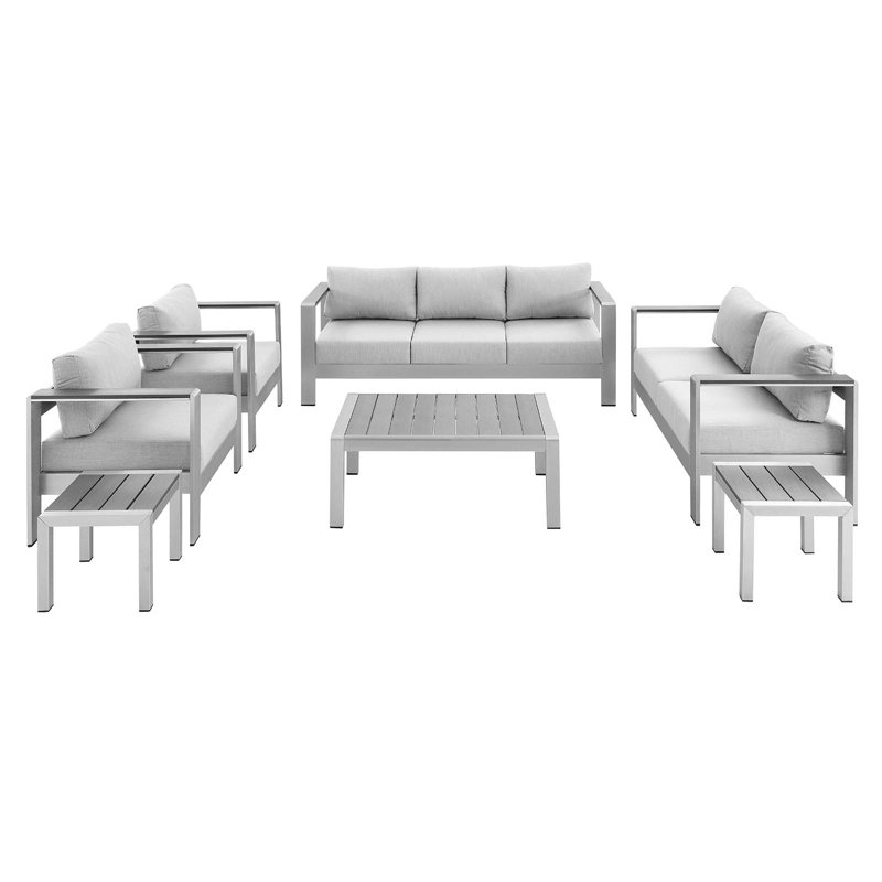 Shore 7 Piece Sunbrella Sofa Seating Group with Cushions, White Sunbrella®