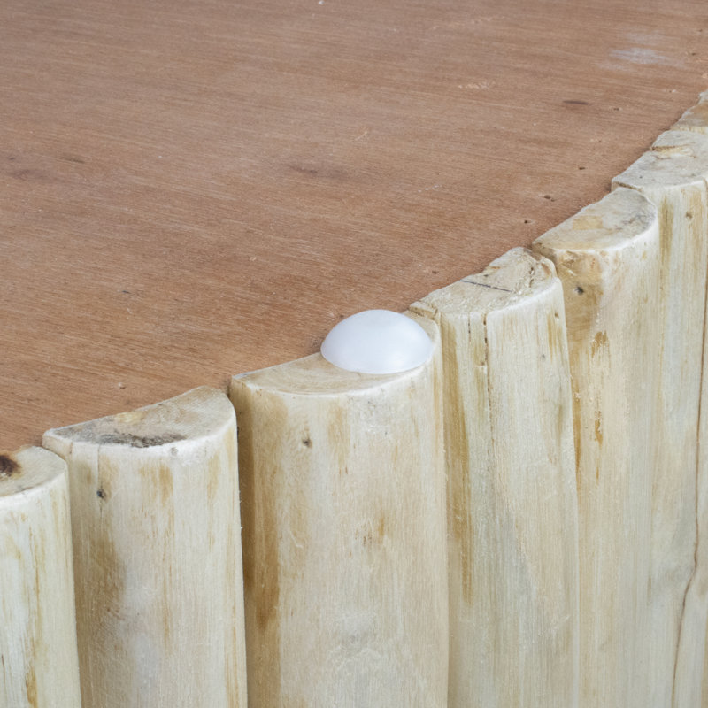 Table basse de salon à lattes cylindriques en bois massif à texture naturelle