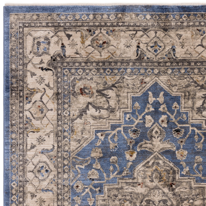 Bentancourt Persian Medallion Blue/Beige Area Rug, Rectangle 120 x 166cm