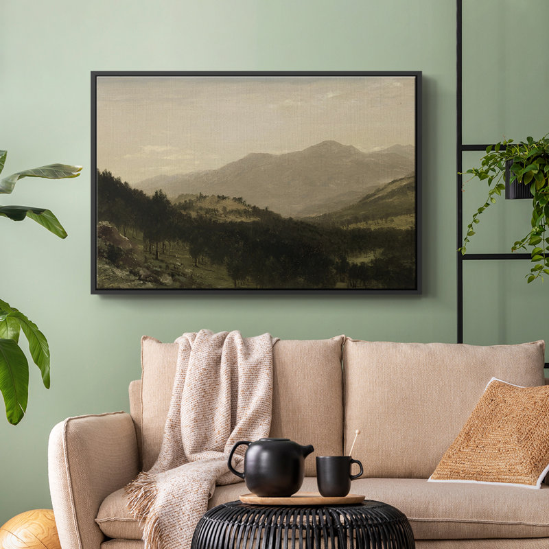 Paysage rétro - DLXV, Toile avec cadre flottant noir, H 25 po x l 37 po