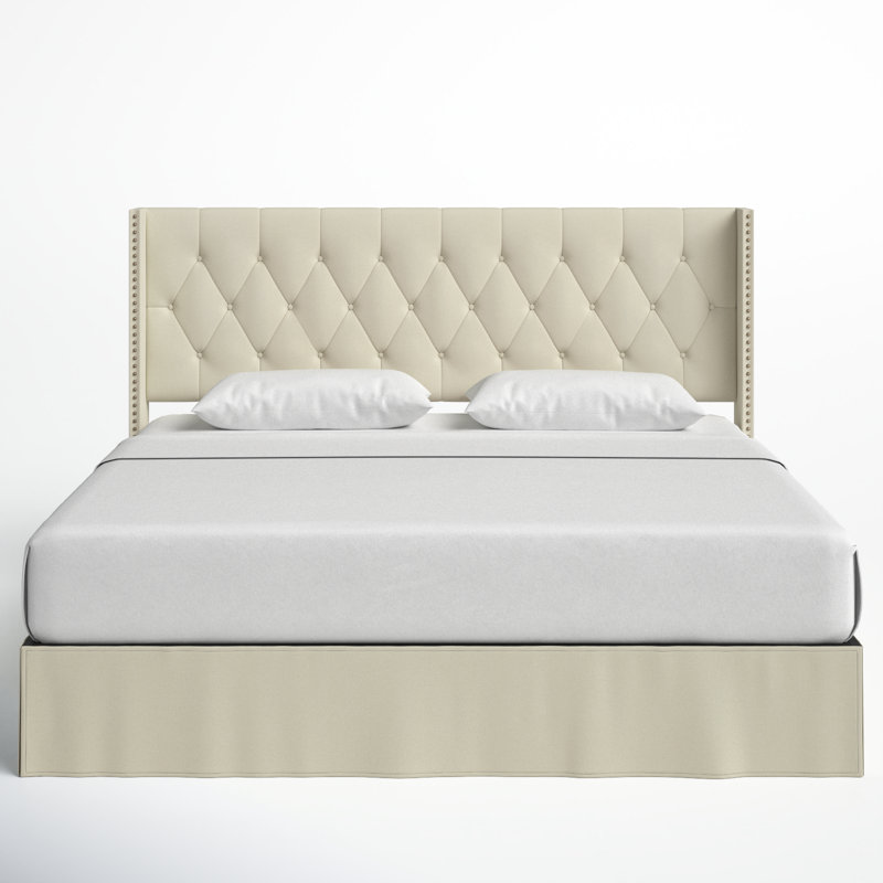 Bellavia Tufted Upholstered Panel Bed, Beige, King
