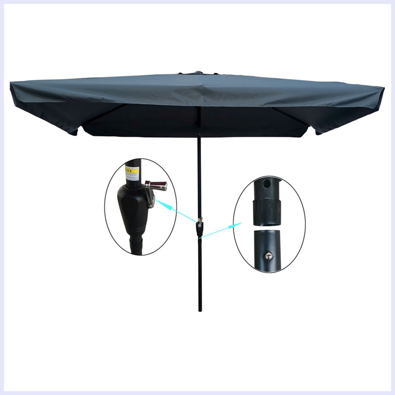 Parasol de patio 10 pi 6,5 pi, Gris