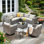 Ensemble de conversation modulaire en osier / rotin pour 7 personnes avec chaises pivotantes Baili, ensemble de conversation modulaire moderne avec coussins