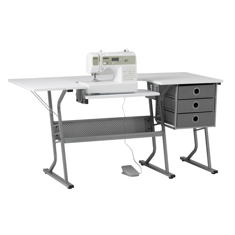 60.25 x 23.75 Sewing Table with, Silver