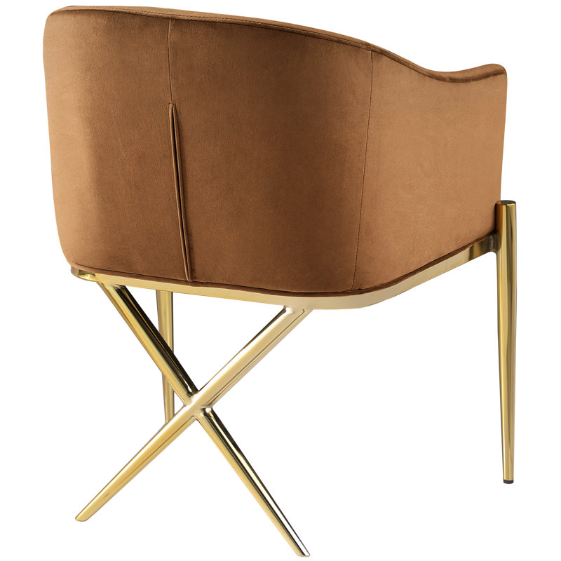 Chaise rembourrée Xavier, Or, Velours selle
