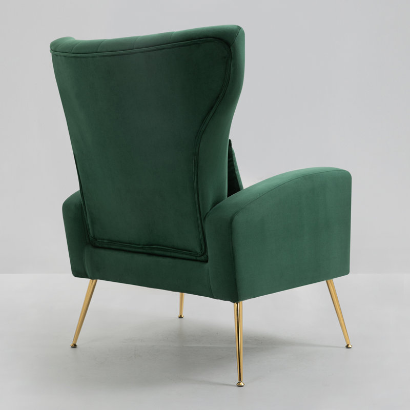 27' ' wide velvet armchair Mahith, Vert