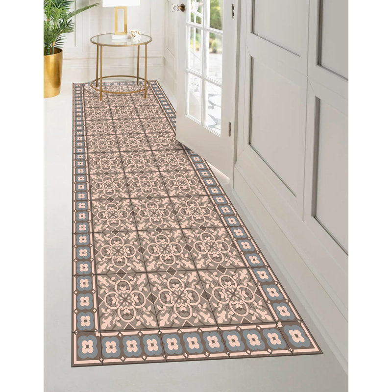 Emmerly Vinyl Machine Printed Area Rug, Rectangle 2'7.5" x 9'10.1"