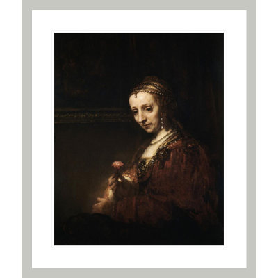 «Lady with a Pink» par Rembrandt van Rijn - Estampe numérique encadrée