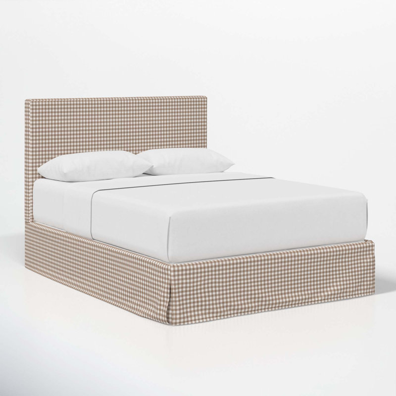 Lit tapissier Verona, Grand, Brun clair vichy classique