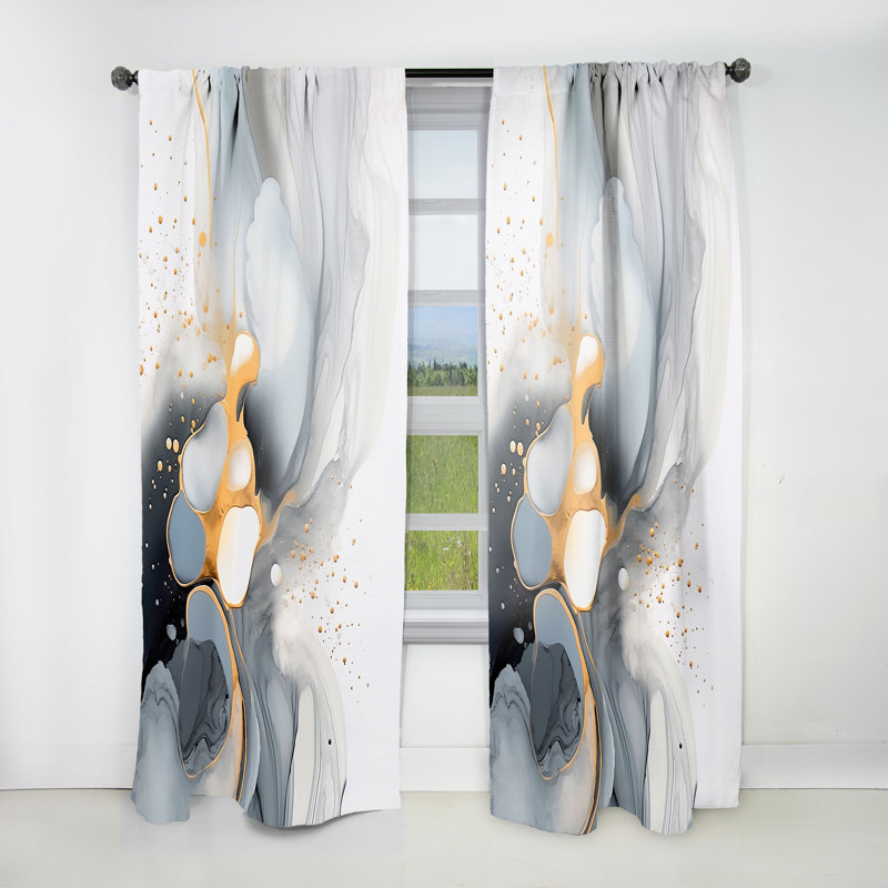 Gretchine Grey Gold Impressions Transcendent I - Rideau moderne - Velours obscurcissant - 1 panneau, L 52 po x L 84 po
