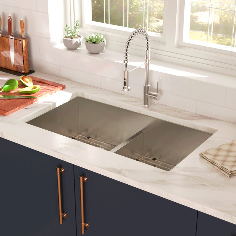Double Bowl(50/50) Undermount Sink- Double Bowl Kitchen Sink 16 Gauge With Two 10" Deep Basin