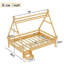 Charming Wooden Platform Bed With Stairs, Full Size, Natural Rustic Design