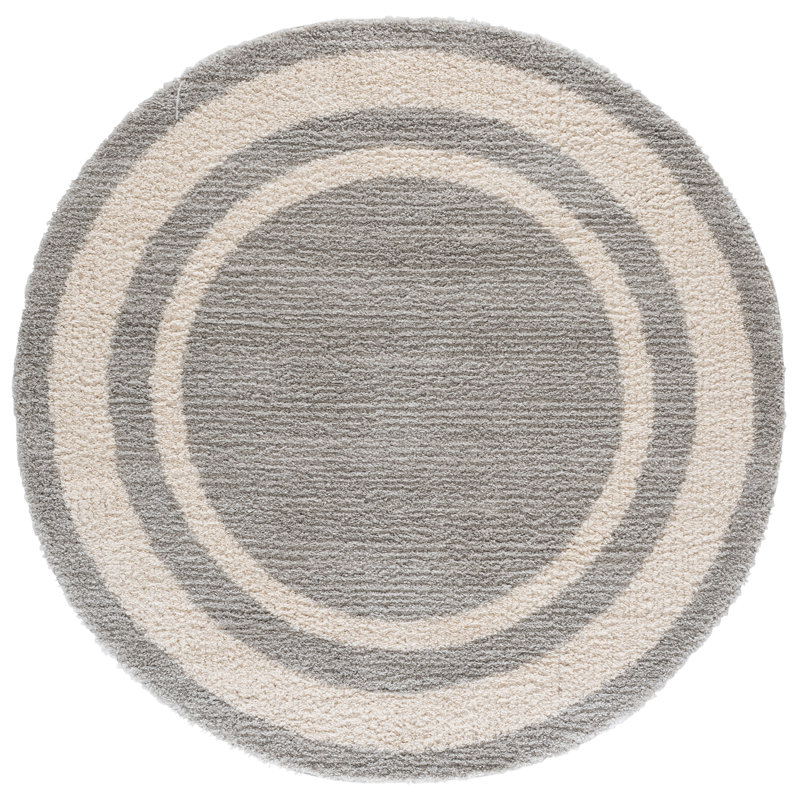 Gemma Shag 608 Performance Geometric Rug, Round 6'7"