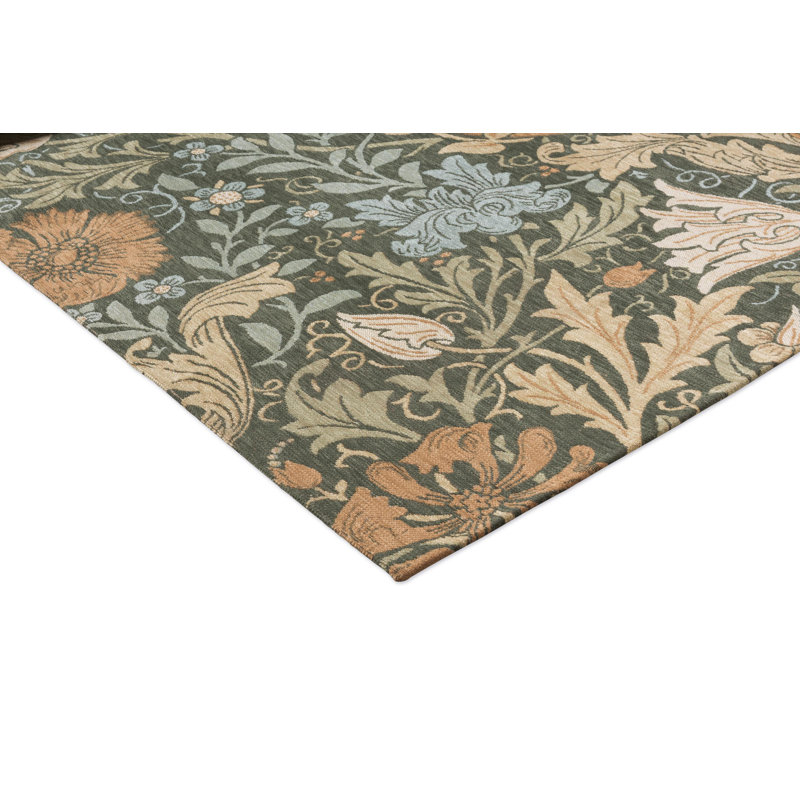 Floral Area Rug in Gold, Rectangle 4'7" x 6'7"