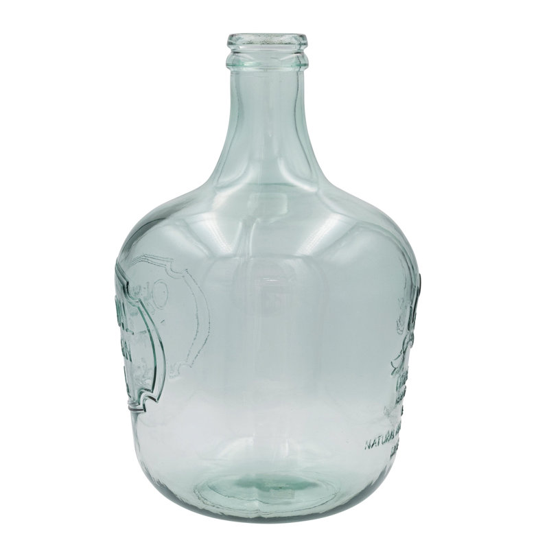 Embossed Reclaimed Glass Olive Oil Bottle, Clear