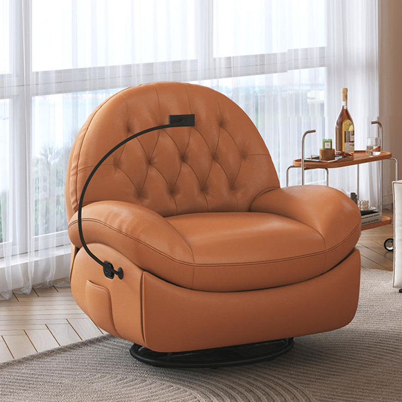 Labree Faux Leather Recliner, Orange Faux Leather