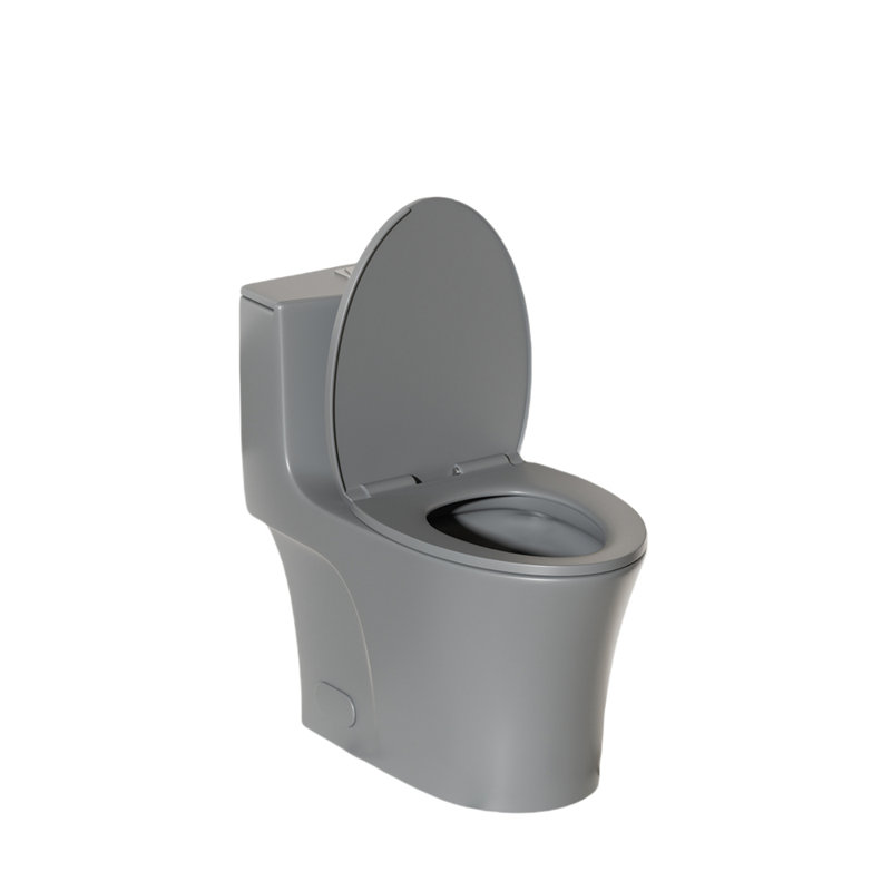 1.1/1.6 GPF Tornado Flush One-Piece Toilet Elongated, Siphonic S-trap 12",Soft Closing Seat, Button on Tank top ,Powerful Dual Flush MAP 1000g, Comfort Chair Seat ADA Height 17", Light gray