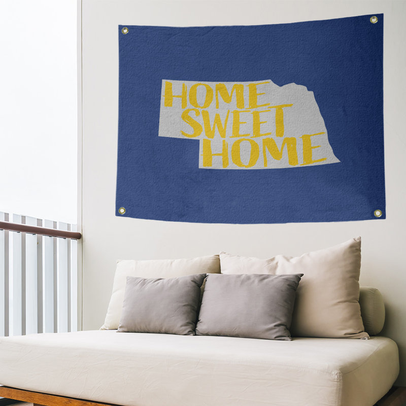 Tapisserie murale nebraska doux pour la maison, H 59 po x l 80 po, Bleu / Jaune