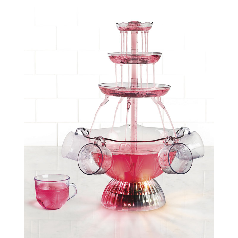 Nostalgia Clear Plastic LED Lighted Party Fountain with Cups